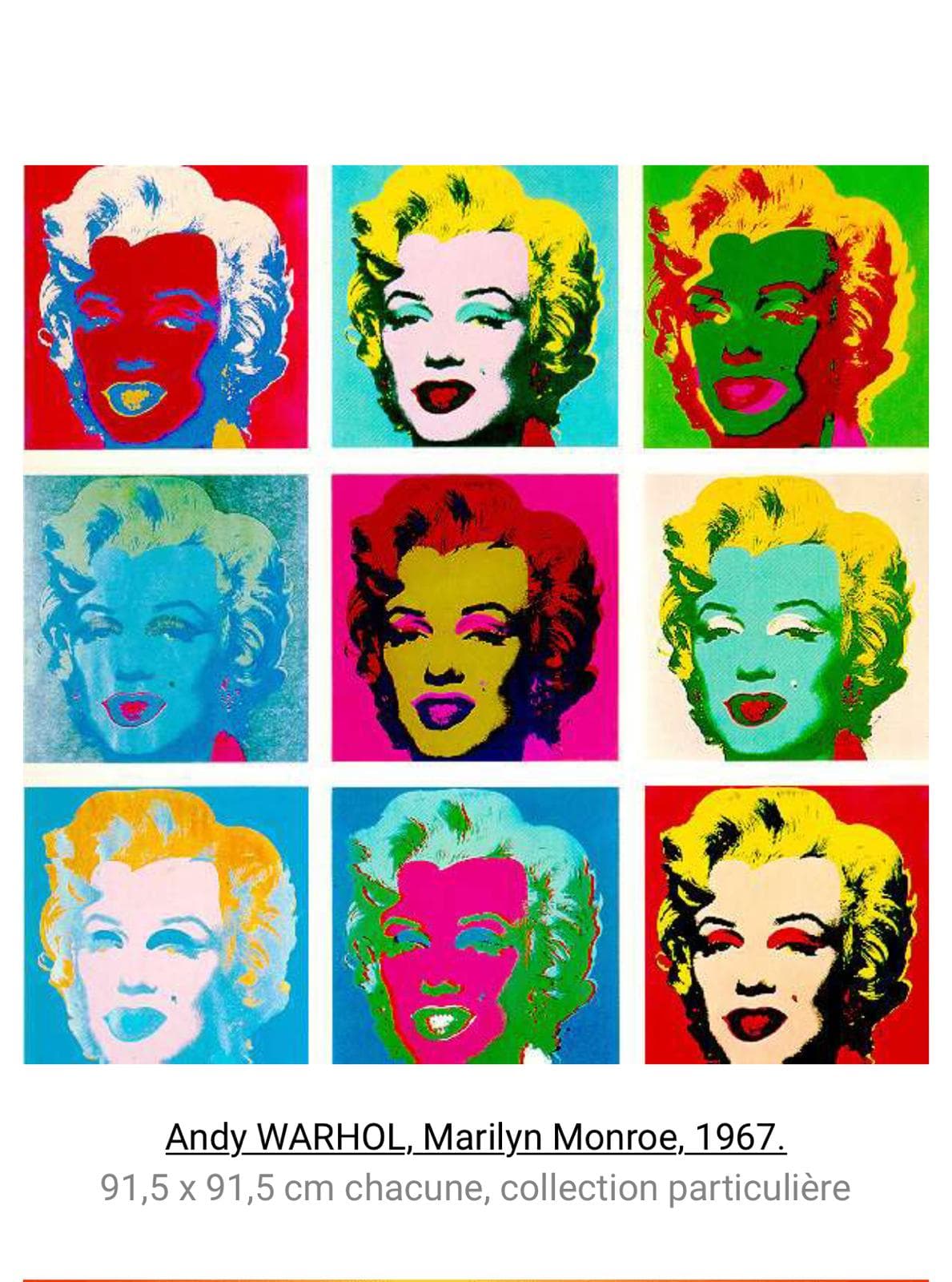 Six portraits de Marilyn Monroe par Andy Warhol